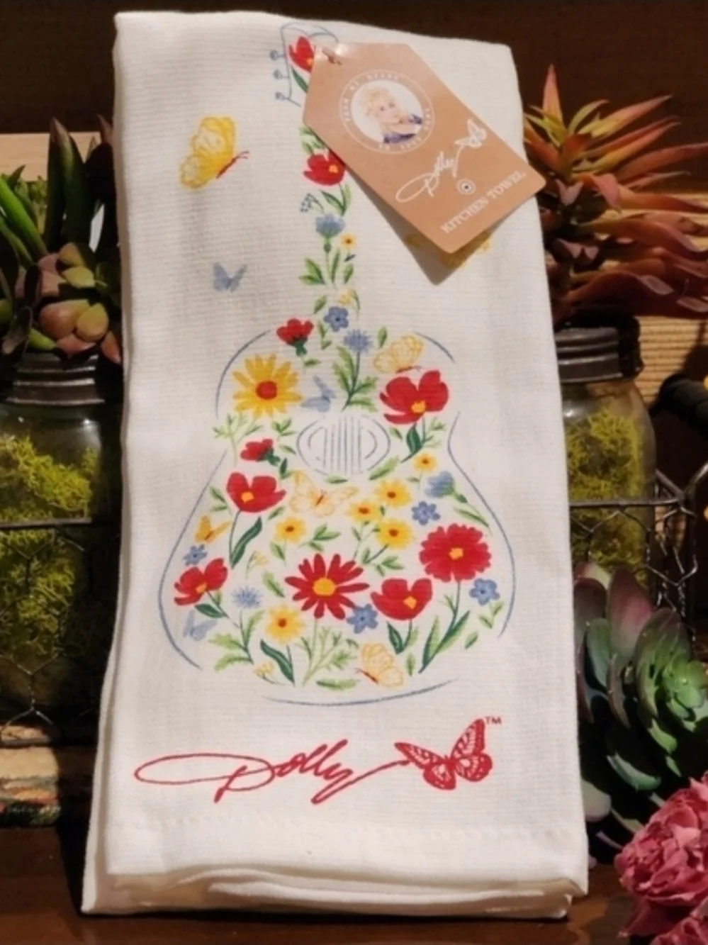 Dolly Collection Guitar Kitchen Bundle Towels & Wood-Handled Grilling Tool Set